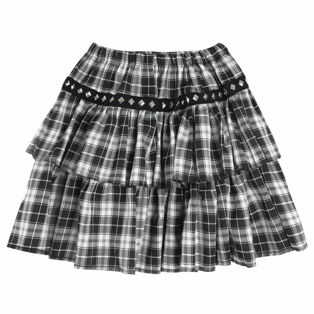 【ぴゅありぼん】 フリフリ ウエストゴム スカート フリーサイズ (G/白黒チェ レディースのファッション小物(その他)の商品写真