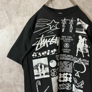 ステューシー(STUSSY)の【マルチロゴデザイン】stussy8ボールプリント古着Tシャツ黒ストリートM(Tシャツ/カットソー(半袖/袖なし))