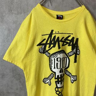 ステューシー(STUSSY)の【00s、メキシコ製】stussyスカルプリントTシャツ古着イエロー黄sk8M(Tシャツ/カットソー(半袖/袖なし))