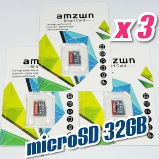 マイクロSDカード 32GB 2枚 class10  AMZ RED-GRAY(その他)