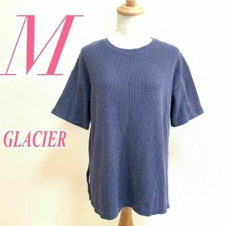 グラシア(GLACIER)のグラシア　半袖カットソー　M　ブルー　クルーネック　ワッフル生地　チュニック(カットソー(半袖/袖なし))