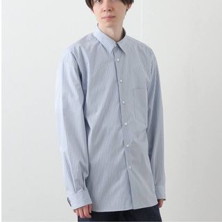 オーラリー  22SS FINX STRIPE SHIRTS ブルー サイズ4