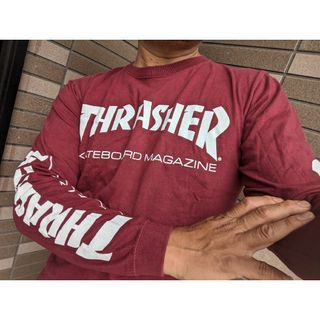 THRASHER - THRASHERスラッシャーデカロゴバーガンディワインカラーロングtシャツ