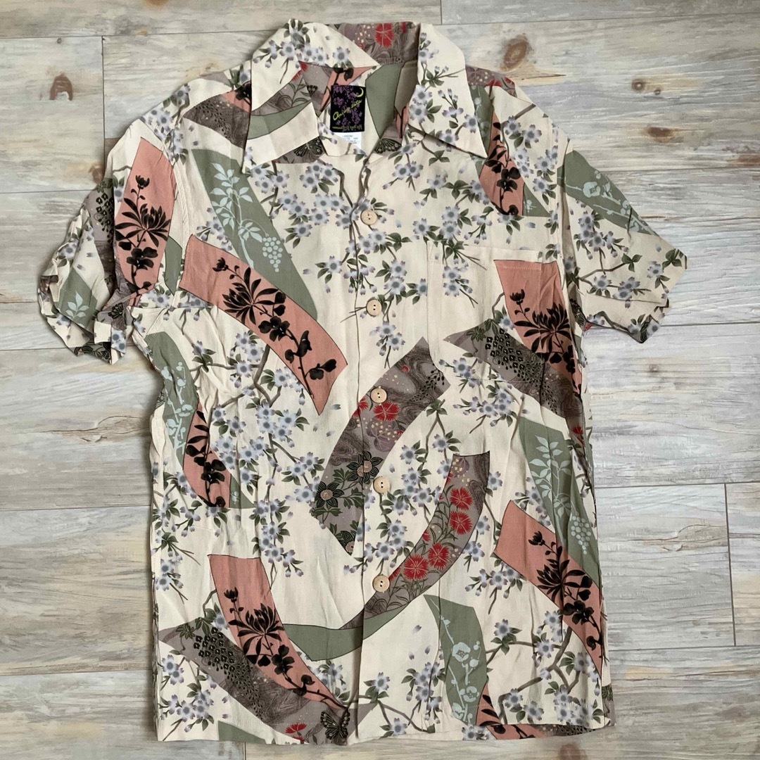 アロハ半袖シャツ　和柄　桜さくらサクラ花札フラワー メンズのトップス(シャツ)の商品写真