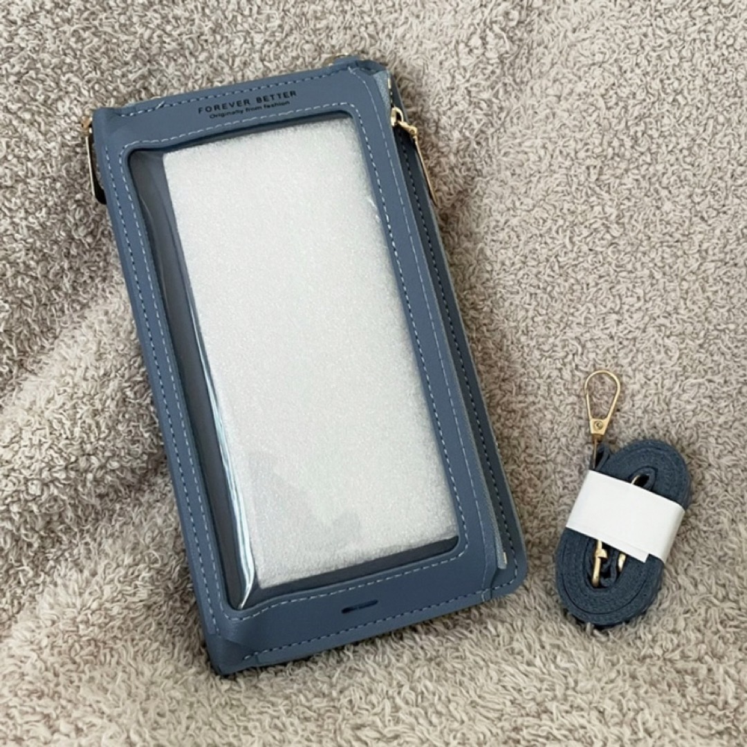 スマホケース 財布一体型 コインケース ブルー スマホショルダー iPhone スマホ/家電/カメラのスマホアクセサリー(モバイルケース/カバー)の商品写真