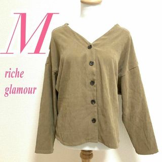 リシェグラマー(Riche glamour)のリシェグラマー　ブラウス　M　ブラウン　フェイクスウェード　きれいめ　ポリ(シャツ/ブラウス(長袖/七分))