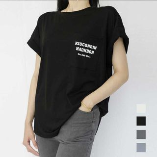 バックプリントロゴ オーバーサイズトップス ラウンドネック ロゴTシャツ レディ(Tシャツ(半袖/袖なし))