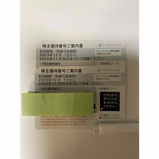 スターフライヤー 　2024年11月30日迄　2枚組　株主優待　スターフライヤー(航空券)