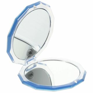 【色: ブルー】BESTOYARD コンパクトミラー 10倍拡大鏡付き 化粧鏡 (コフレ/メイクアップセット)
