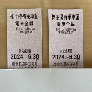 東武鉄道株主優待乗車証２枚 乗車券 有効期限2024/6/30(鉄道乗車券)