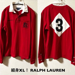 XLサイズ！RALPH LAUREN ラルフローレン 古着長袖ラガーシャツ 赤