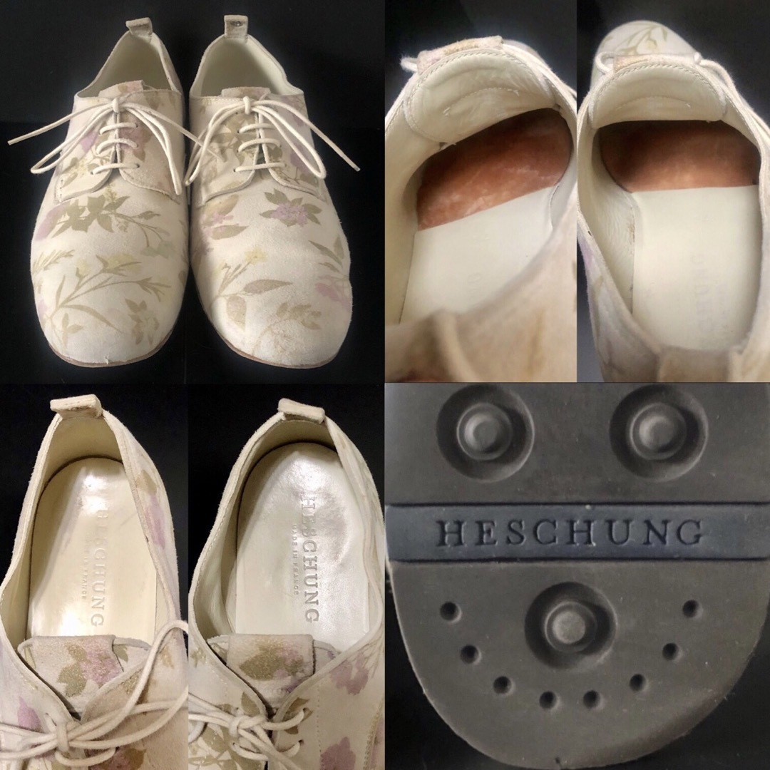 花柄 フランス製☆HESCHUNG DERBY プレーントゥ シューズ エシュン 花柄 フランス製☆HESCHUNG DERBY プレーントゥ シューズ エシュン