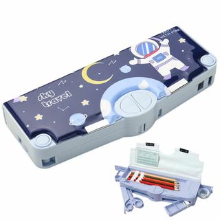 【色: ブルー「宇宙飛行士」】ペンケース 筆箱 小学生 中学生 文房具収納 大容(その他)