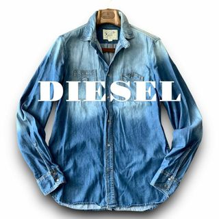 ディーゼル(DIESEL)のB01 美品 鮮やか！ Lサイズ『ディーゼル』 デニム シャツ インディゴブルー(Tシャツ/カットソー(七分/長袖))