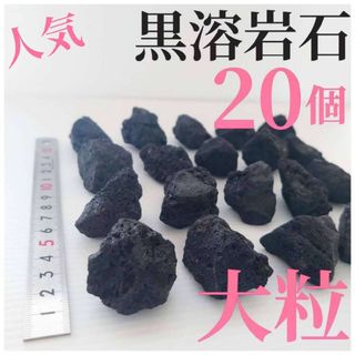 【希少】黒溶岩石 20個 【大粒】☆アクアリウム、テラリウム、コケリウムに最適