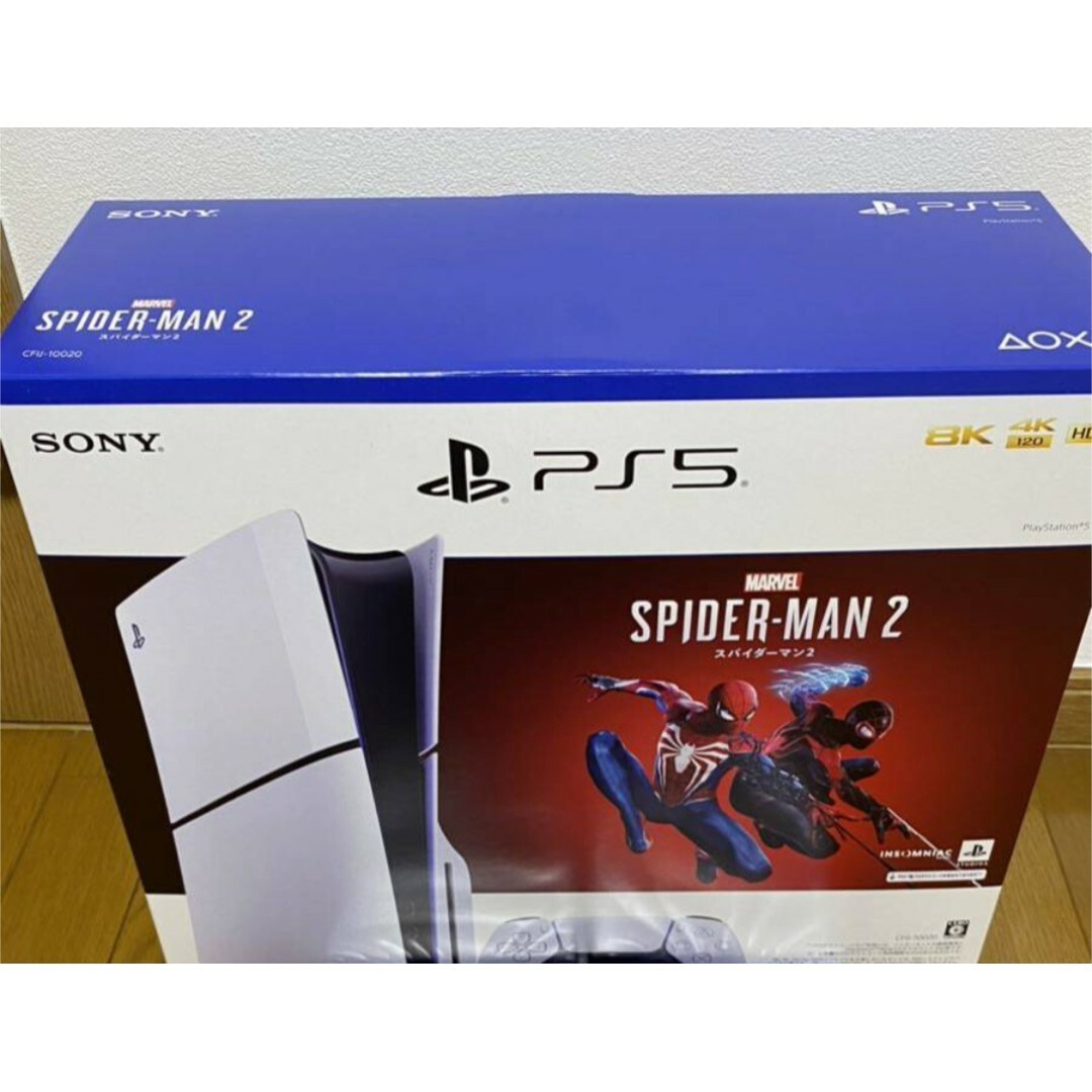 PlayStation(プレイステーション)のプレステ5本体　スパイダーマン2同梱版　☆新品　完品 エンタメ/ホビーのゲームソフト/ゲーム機本体(家庭用ゲーム機本体)の商品写真