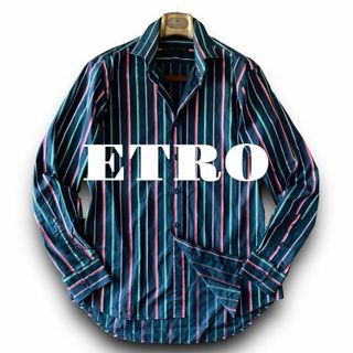 エトロ(ETRO)のB13 美品 レトロデザイン! 41『エトロ』マルチカラーストライプ シャツ(Tシャツ/カットソー(七分/長袖))