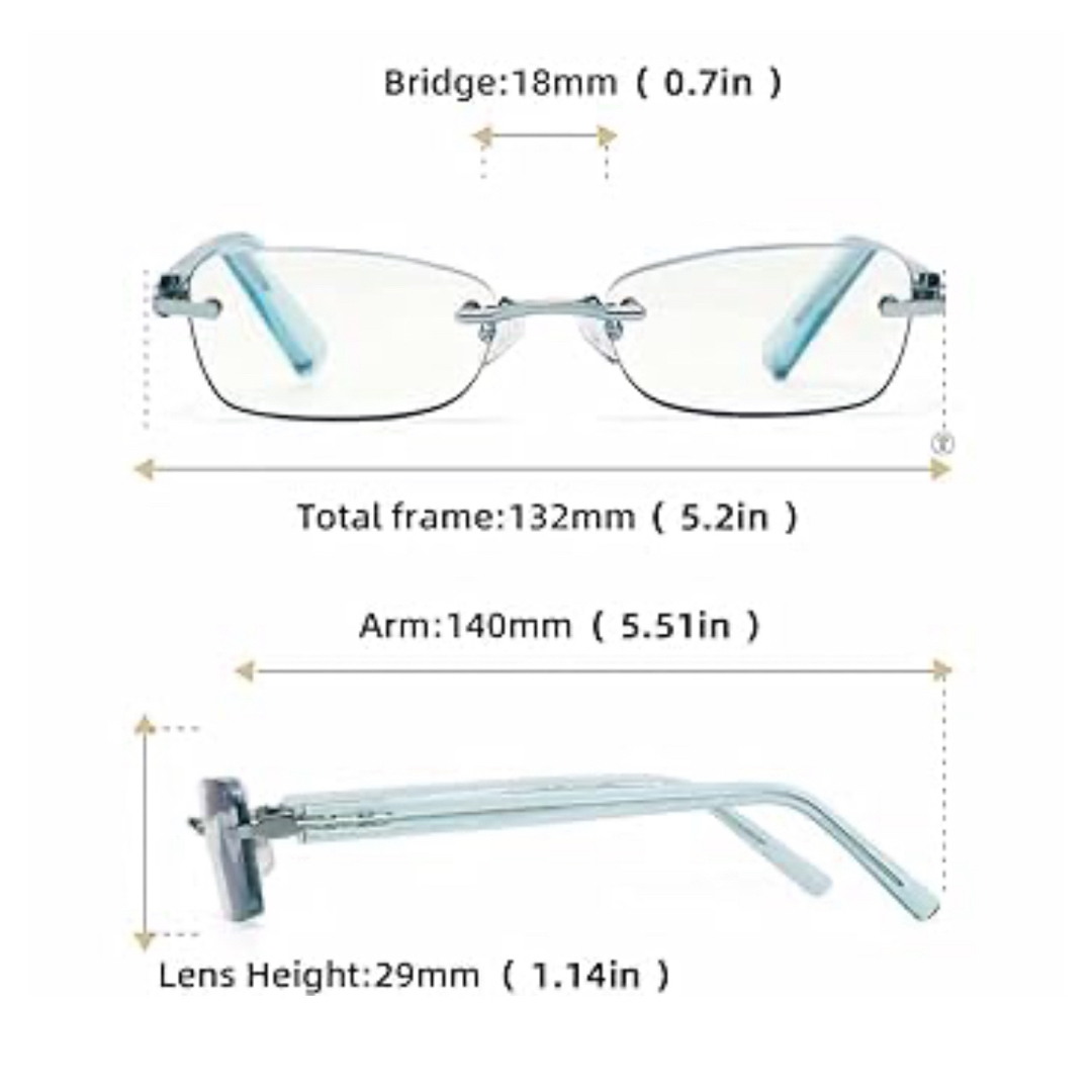 ジーオー 老眼鏡 ブルーライト UV メガネ ライトブルー +3.50 レディースのファッション小物(サングラス/メガネ)の商品写真