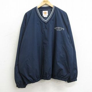 XL★古着 長袖 ジャケット メンズ 00年代 00s ハードロックカフェ オーランド 大きいサイズ Vネック 紺 ネイビー 24may06 中古 アウター ジャンパー ブルゾン