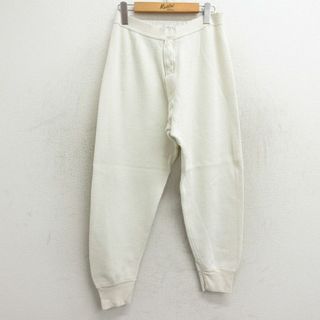 W33★古着 ミリタリー サーマル パンツ メンズ 80年代 80s コットン USA製 白 ホワイト 24may06 中古 ボトムス ロング(ワークパンツ/カーゴパンツ)