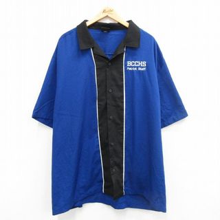 XL★古着 ヒルトン 半袖 シャツ メンズ 90年代 90s BCCHS 大きいサイズ ロング丈 開襟 オープンカラー 青 ブルー 24may06 中古 トップス(シャツ)