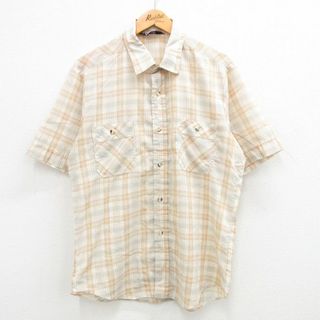 M★古着 リーバイス Levis 半袖 シャツ メンズ 80年代 80s ベージュ他 カーキ チェック 24may06 中古 トップス