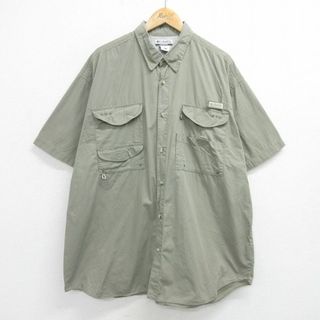 Columbia - XL★古着 コロンビア COLUMBIA 半袖 フィッシング シャツ メンズ 00年代 00s PFG 大きいサイズ ロング丈 コットン ベージュ系 カーキ 内側メッシュ 24may06 中古 トップス