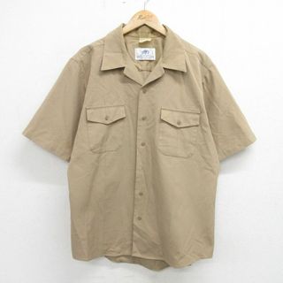 XL★古着 半袖 ミリタリー シャツ メンズ 00年代 00s USA製 ベージュ カーキ 24may06 中古 トップス(シャツ)