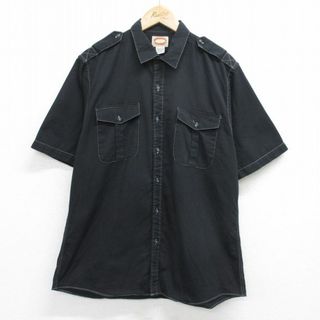 XL★古着 バナナリパブリック BANANA REPUBLIC 半袖 ブランド シャツ メンズ 80年代 80s コットン 黒 ブラック 24may06 中古 トップス