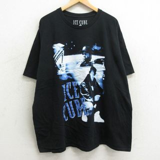 XL★古着 半袖 ヒップホップ ラップ Tシャツ メンズ 大きいサイズ コットン クルーネック 黒 ブラック 【spe】 24may06 中古(Tシャツ/カットソー(半袖/袖なし))