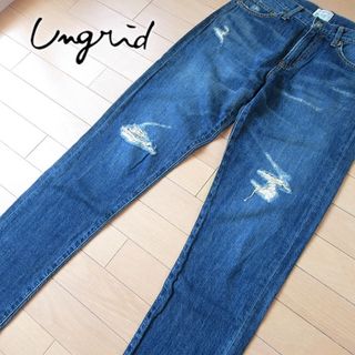 アングリッド(Ungrid)の美品 25 ungrid アングリッド インディゴクラッシュデニム(デニム/ジーンズ)