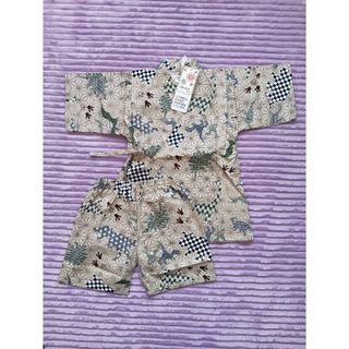 サイズ110cm 甚平 キッズ 男児 ベージュ 恐竜柄 夏休み 夏祭り 新品(甚平/浴衣)