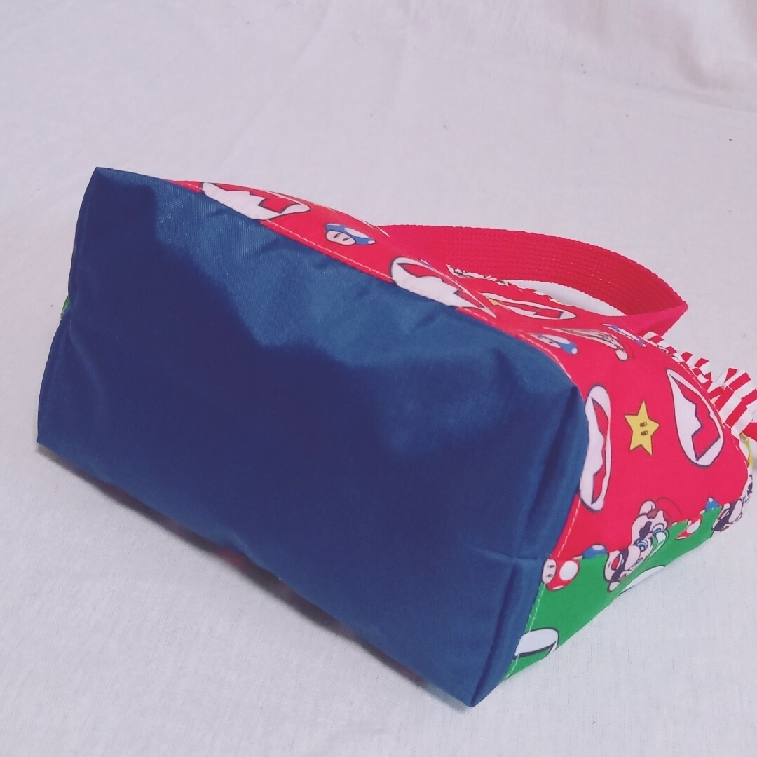 手作り☆持ち手付き☆保冷保温お弁当袋☆SMサイズ☆マリオ 手作り☆持ち手付き☆保冷保温お弁当袋☆SMサイズ☆マリオ