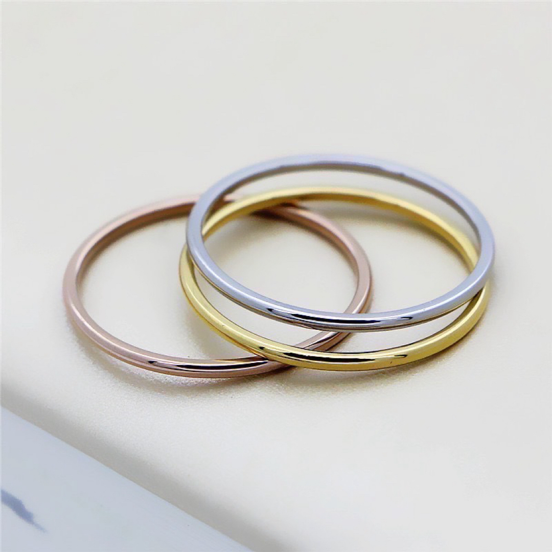 3色セットリング  ステンレスリング ステンレス指輪 ピンキーリング レディースのアクセサリー(リング(指輪))の商品写真