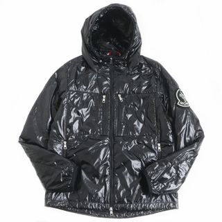 モンクレール(MONCLER)の極美品□19SS MONCLER GENIUS モンクレールジーニアス 2 LAFOND デカロゴワッペン WZIP フーデッド ライトダウンジャケット 2 黒 正規品(ダウンジャケット)