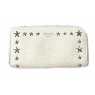 JIMMY CHOO - 美品★ジミーチュウ CARNABY カーナビー スタースタッズ ラウンドファスナー レザー ロングウォレット／長財布 ホワイト 伊製 箱・保存袋付