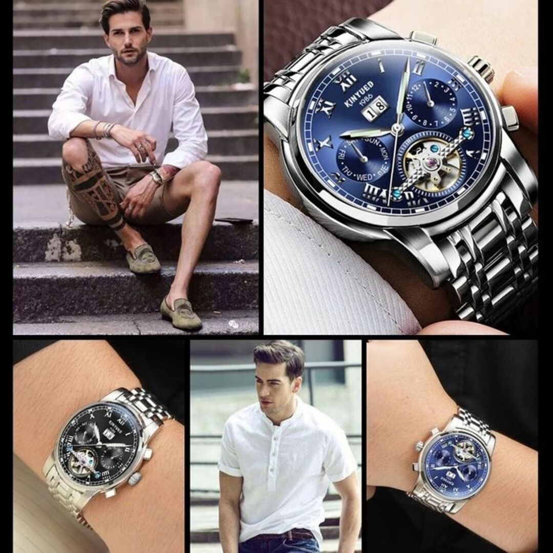 KINYUED 腕時計 海外ブランド 自動機械式 ステンレス 防水 メンズの時計(腕時計(アナログ))の商品写真