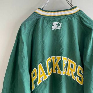 STARTER - 【好配色、ストリート感抜群◎】NFLパッカーズ背面ビッグ刺繍ロゴ古着90s長袖