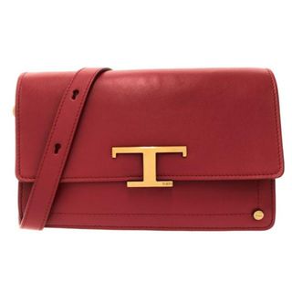 トッズ(TOD'S)のTOD'S(トッズ) ショルダーバッグ T タイムレス ショルダーバッグ ミニ レッド ストラップ着脱可 レザー(ショルダーバッグ)