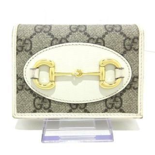 グッチ(Gucci)のGUCCI(グッチ) 2つ折り財布 GGプラス・GGスプリーム/ホースビット1955 621887 ベージュ×アイボリー×ダークブラウン PVC(塩化ビニール)×レザー(財布)