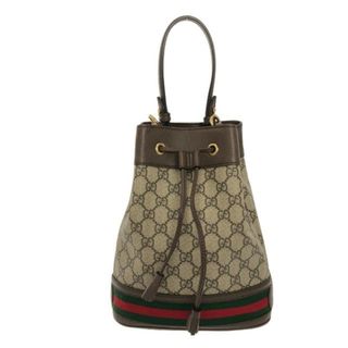 グッチ(Gucci)のGUCCI(グッチ) ハンドバッグ美品  オフィディア GGスモール バケットバッグ,GGスプリーム 550621 ベージュ×ダークブラウン 巾着型 PVC(塩化ビニール)×レザー(ハンドバッグ)