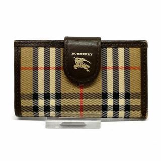 バーバリー(BURBERRY)のBurberry(バーバリー) キーケース - ベージュ×ダークブラウン×マルチ 4連フック/チェック柄 ジャガード×レザー(キーケース)