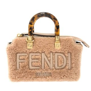 フェンディ(FENDI)のFENDI(フェンディ) ハンドバッグ ミニバイザウェイ 8BS067 ピンクベージュ×ダークブラウ×ブラウン ムートン×レザー(ハンドバッグ)