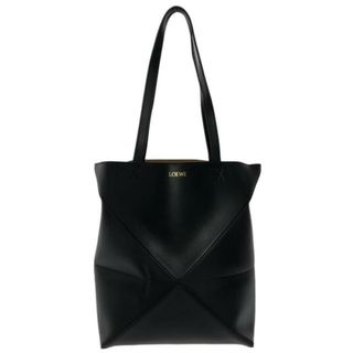 LOEWE(ロエベ) トートバッグ美品  パズルフォルド トート ミディアム A657G50X01 黒 折りたたみ シャイニーカーフ