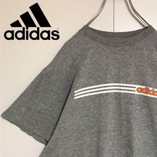 adidas - 【丈短め】アディダス　ロゴ入りTシャツ　ゆるだぼ　グレー　A1086