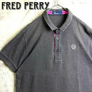 FRED PERRY - 美品 フレッドペリー 鹿子ポロシャツ 半袖 ワンポイント刺繍ロゴ グレー M