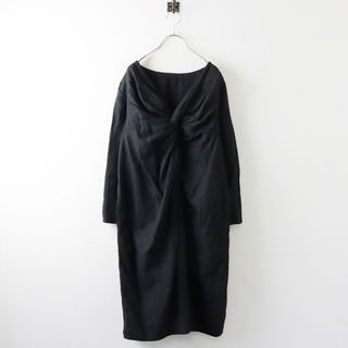 ネストローブ(nest Robe)のネストローブ nest Robe リネンツイストフレアワンピース/ブラック ドレス 長袖 ロング 【2400013857499】(その他)