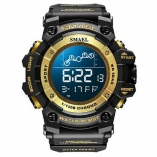 SMAEL 8082 スポーツウォッチ（ブラック・ゴールド）(腕時計(デジタル))