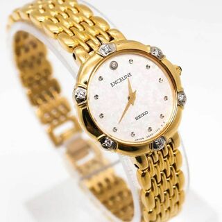 セイコー(SEIKO)の《美品》SEIKO Exceline 腕時計 ダイヤモンド ゴールド a(腕時計)