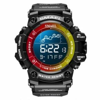 SMAEL 8082 スポーツウォッチ（ブラック・レッド・イエロー）(腕時計(デジタル))